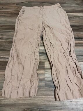 Eileen Fisher Organic Cotton Wide Leg Pants Lightweight Casual Tan Women’s 14